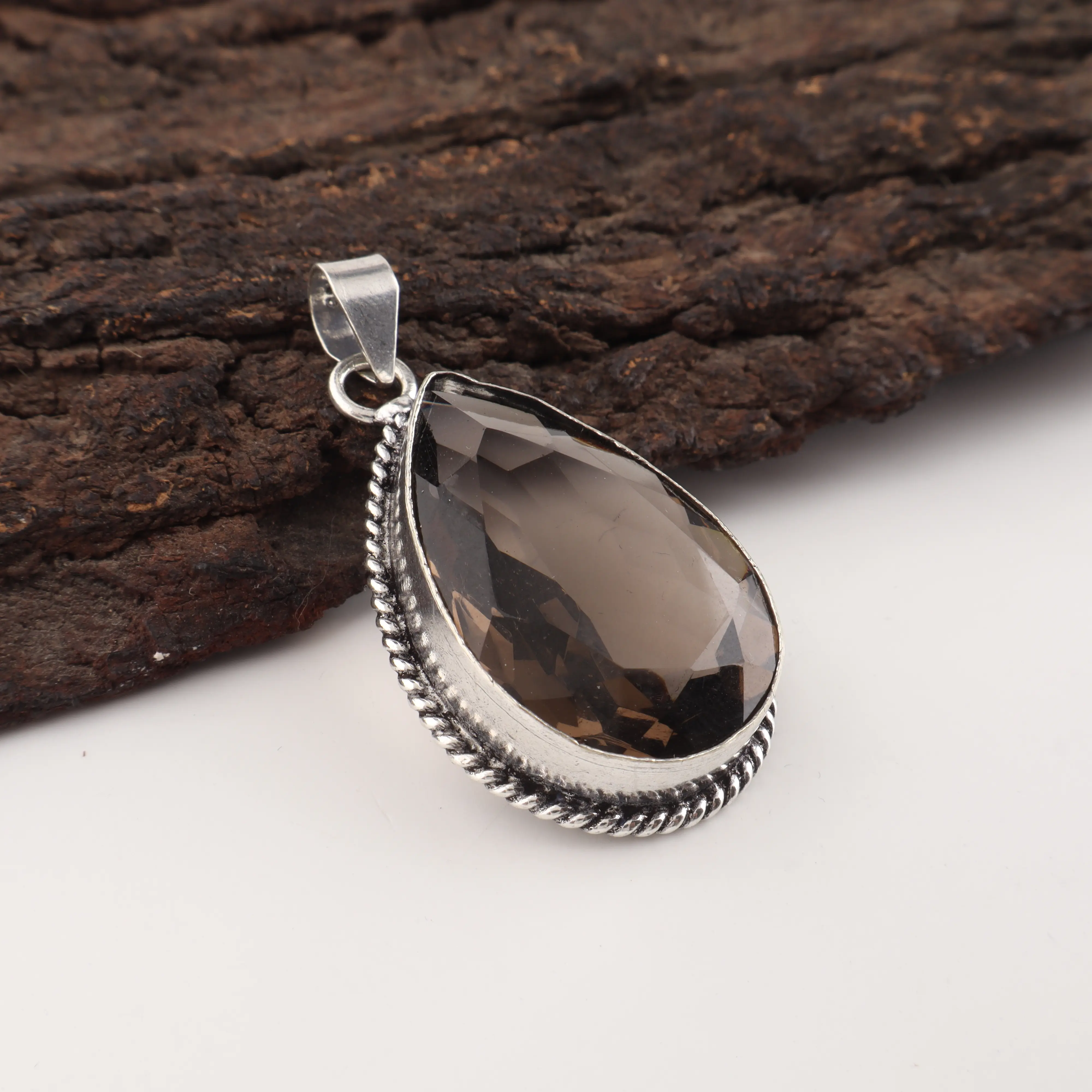 Smoky Topaz gemstone pendant handcrafted with elegant jewelry design