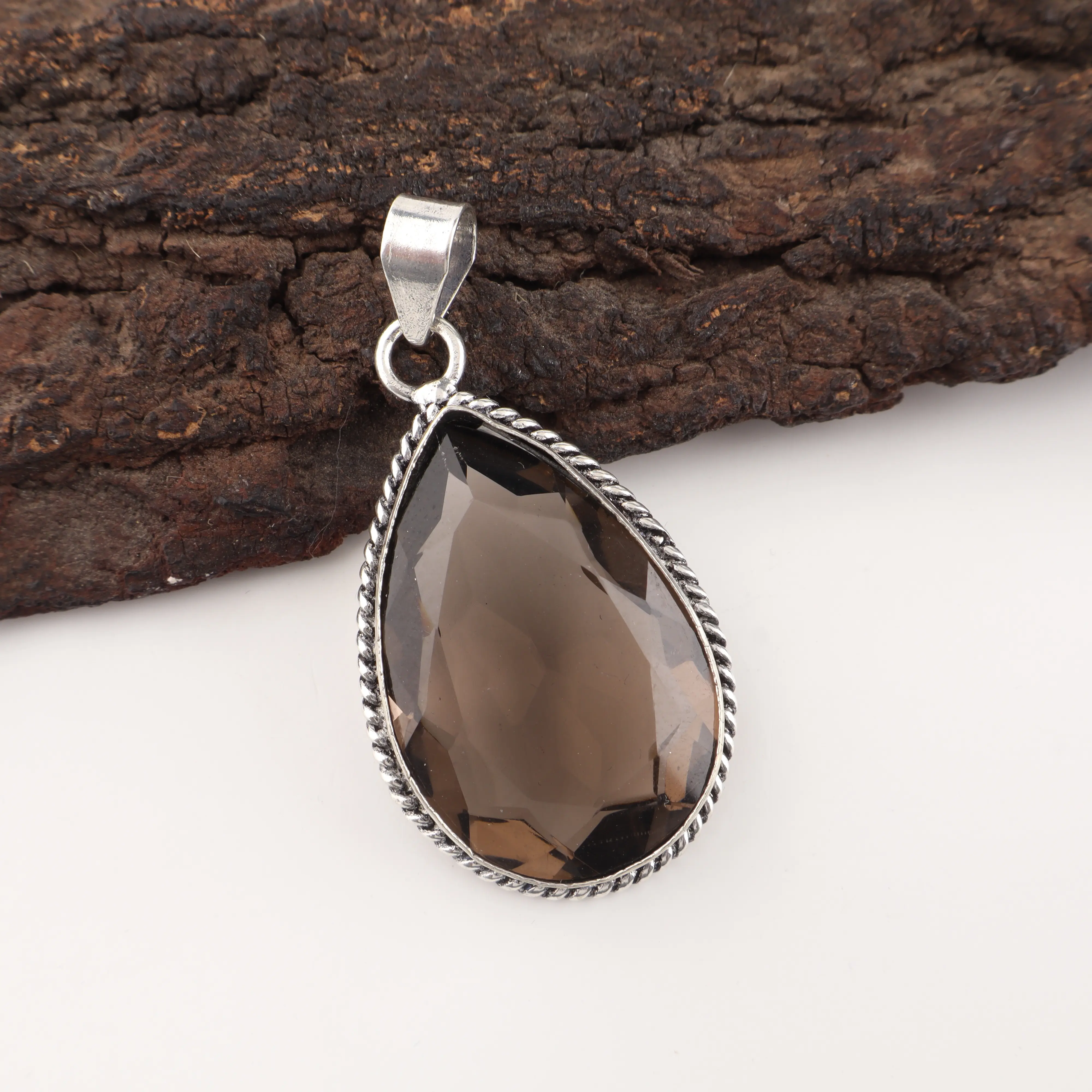 Smoky Topaz gemstone pendant handcrafted with elegant jewelry design