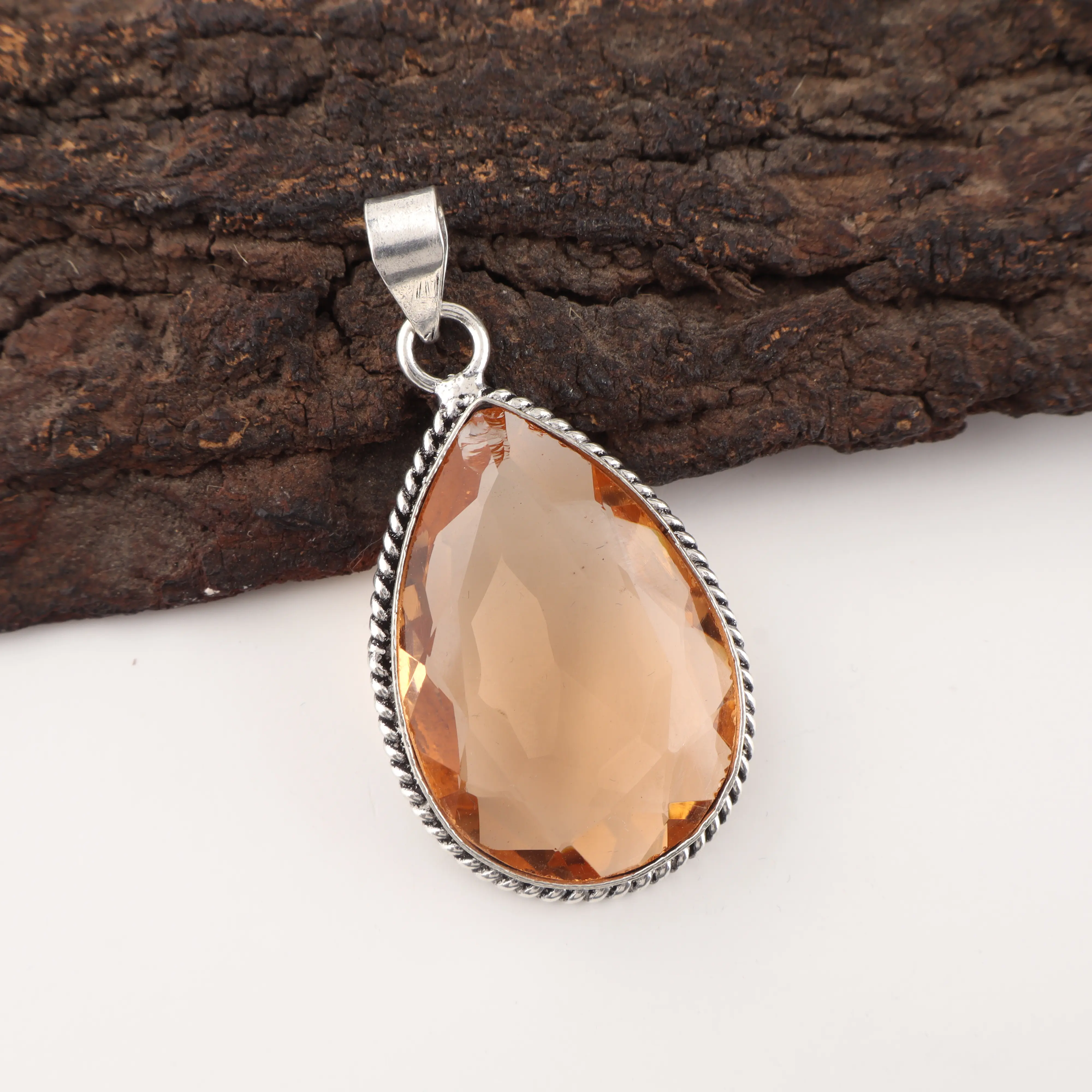 Champagne Quartz gemstone pendant with elegant handcrafted jewelry design