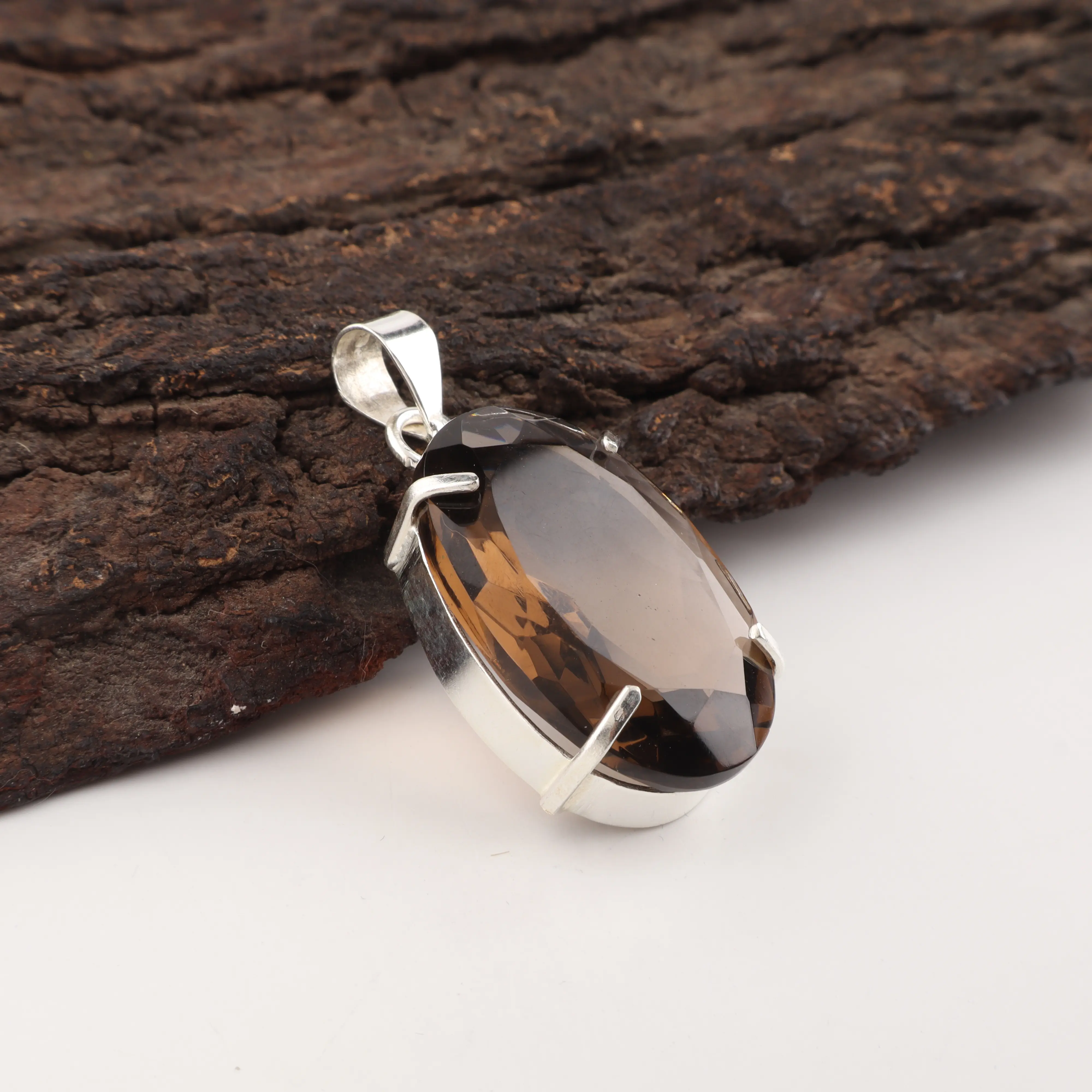 Smoky Topaz gemstone handcrafted pendant necklace jewelry
