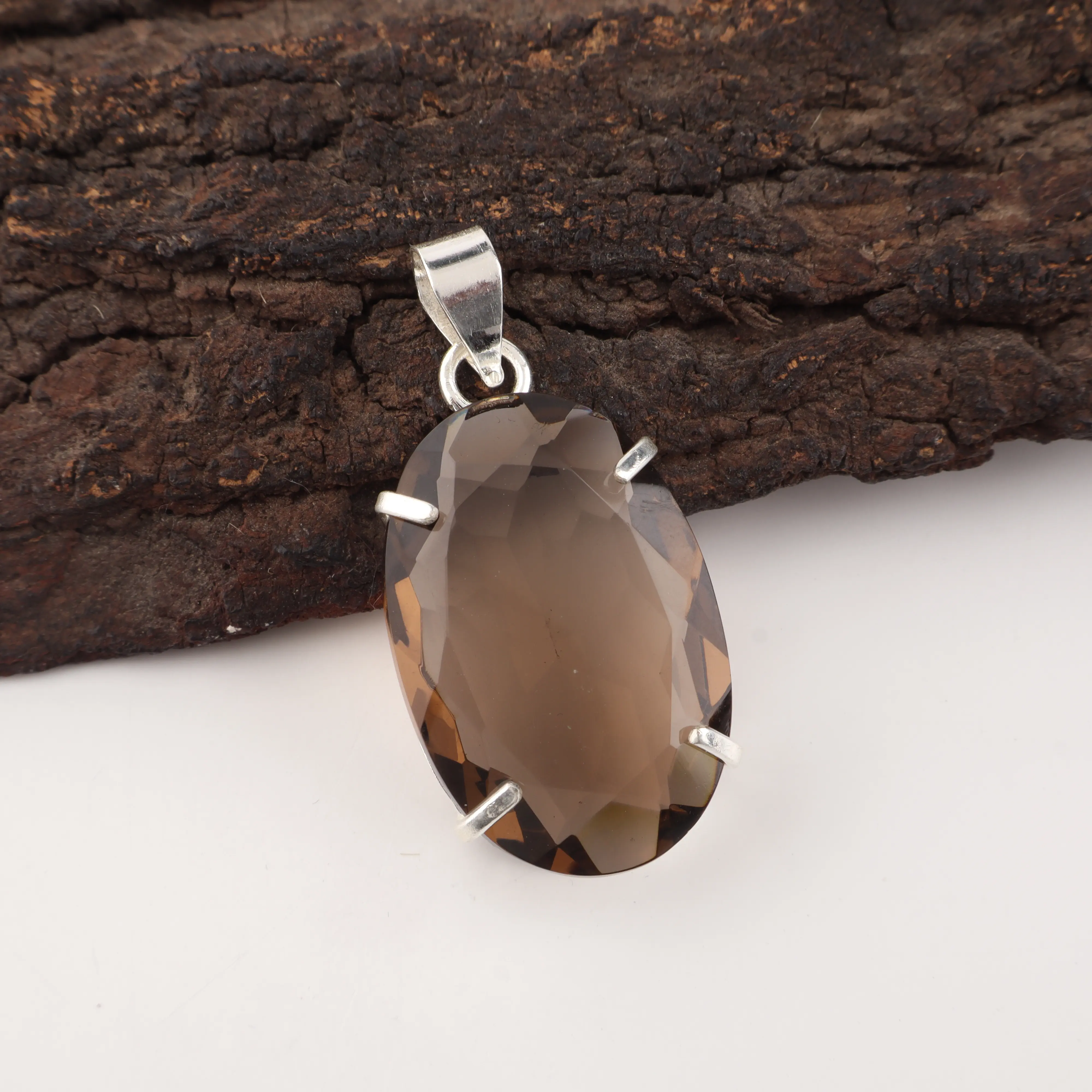 Smoky Topaz gemstone handcrafted pendant necklace jewelry