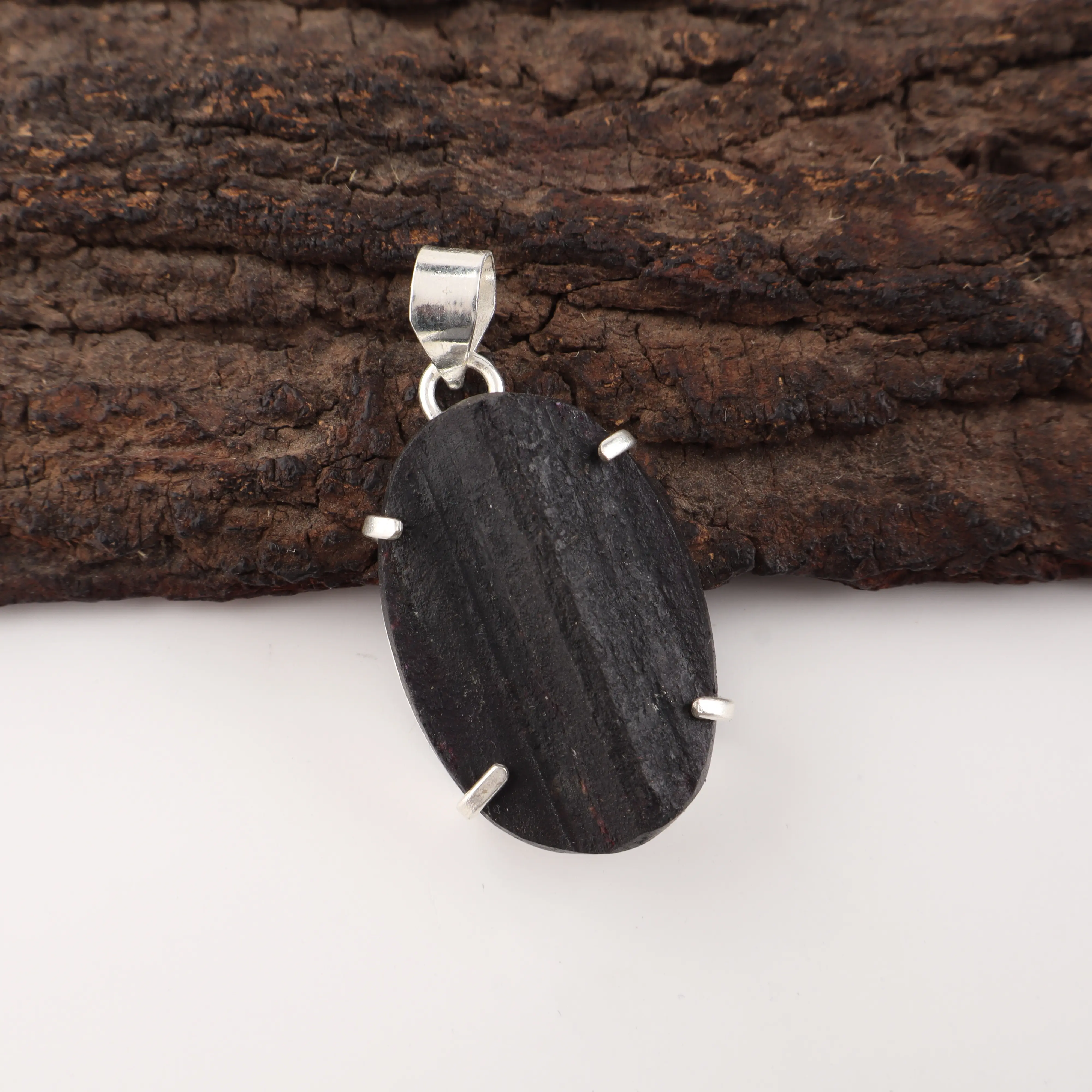 rough black tourmaline pendant raw crystal protection necklace stone jewelry
