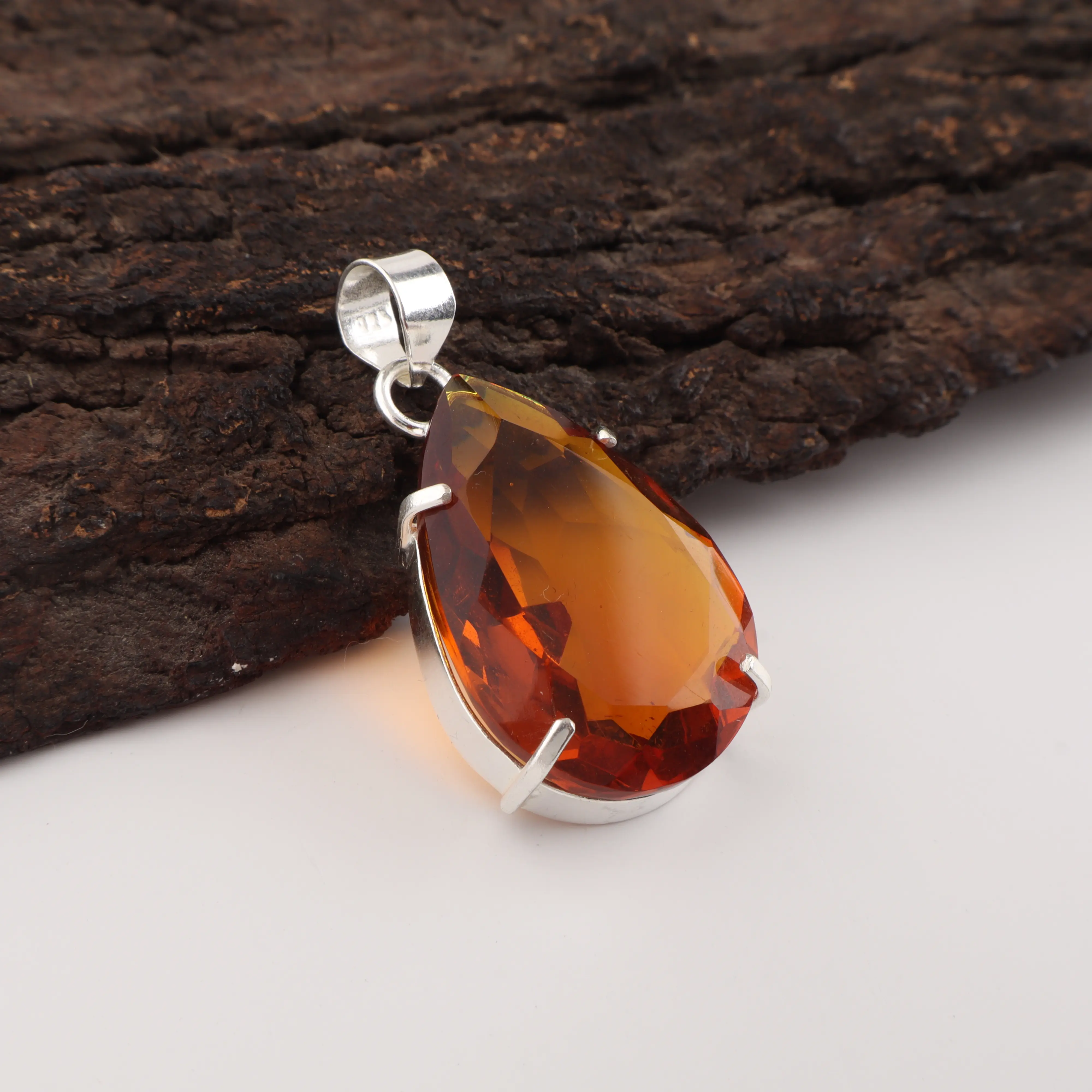 Premium AAA Citrine gemstone pendant with golden-yellow color handcrafted jewelry