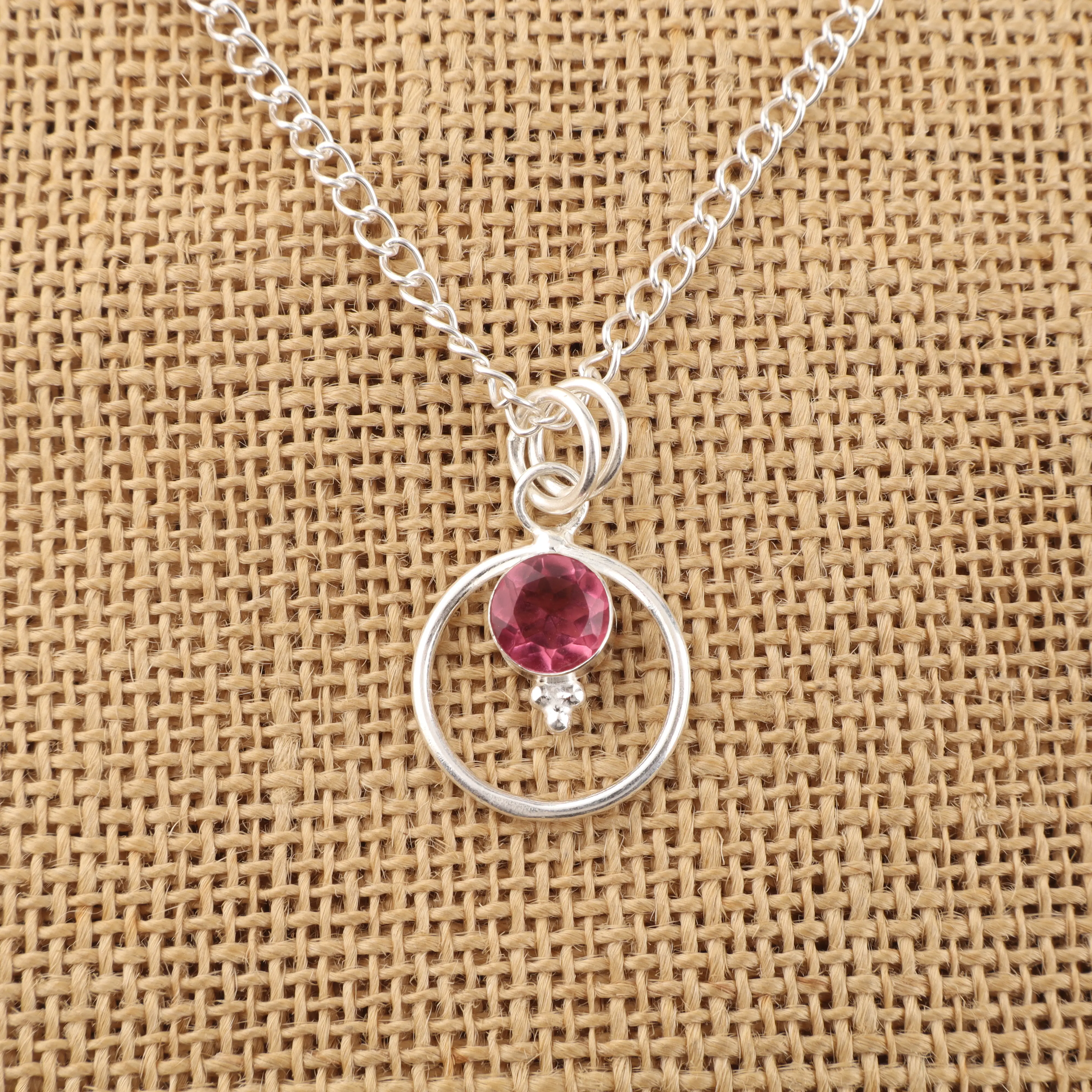 Handmade Pink Tourmaline Pendant with pink gemstone and elegant jewelry design
