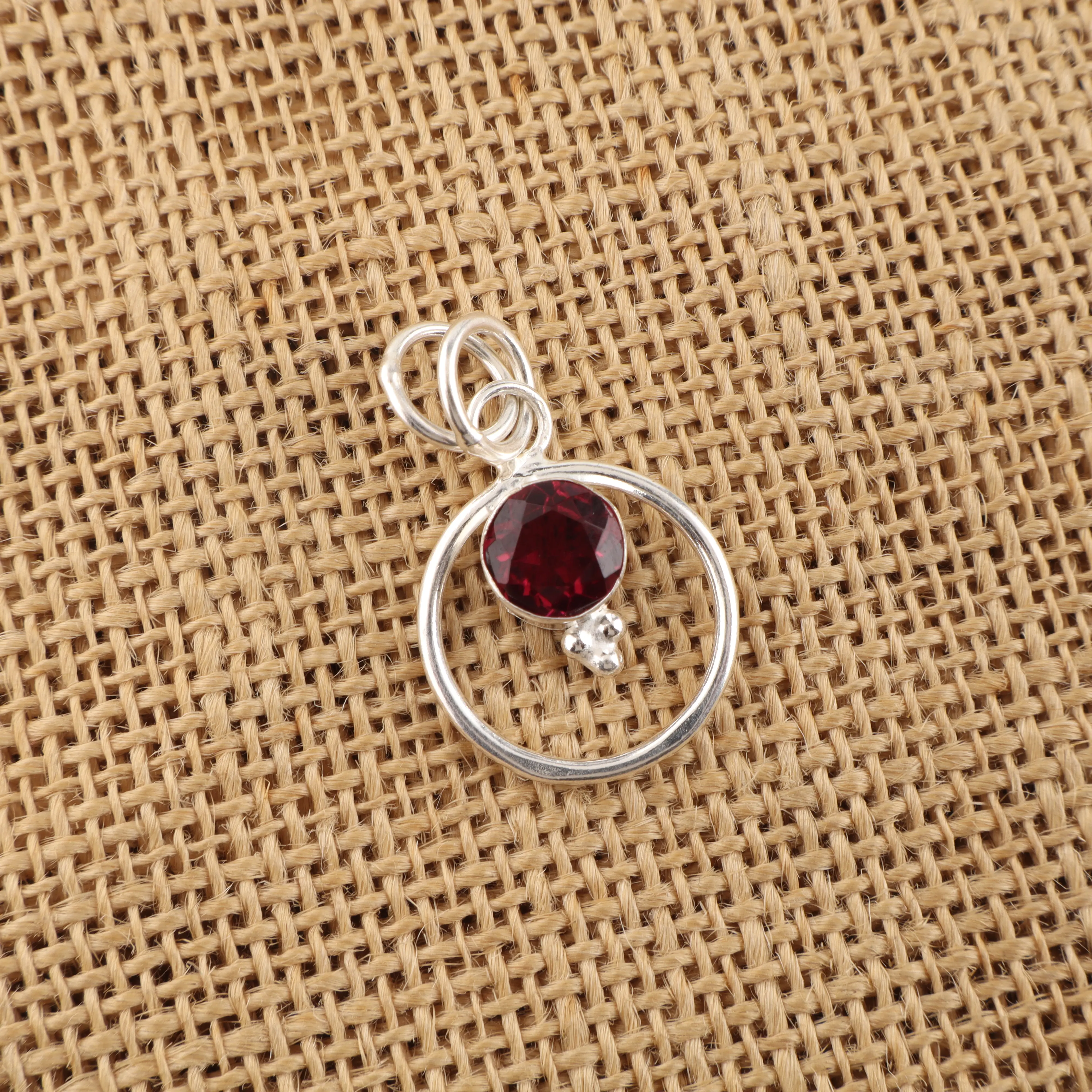 Pink Rubellite tourmaline pendant in sterling silver with vibrant pink gemstone