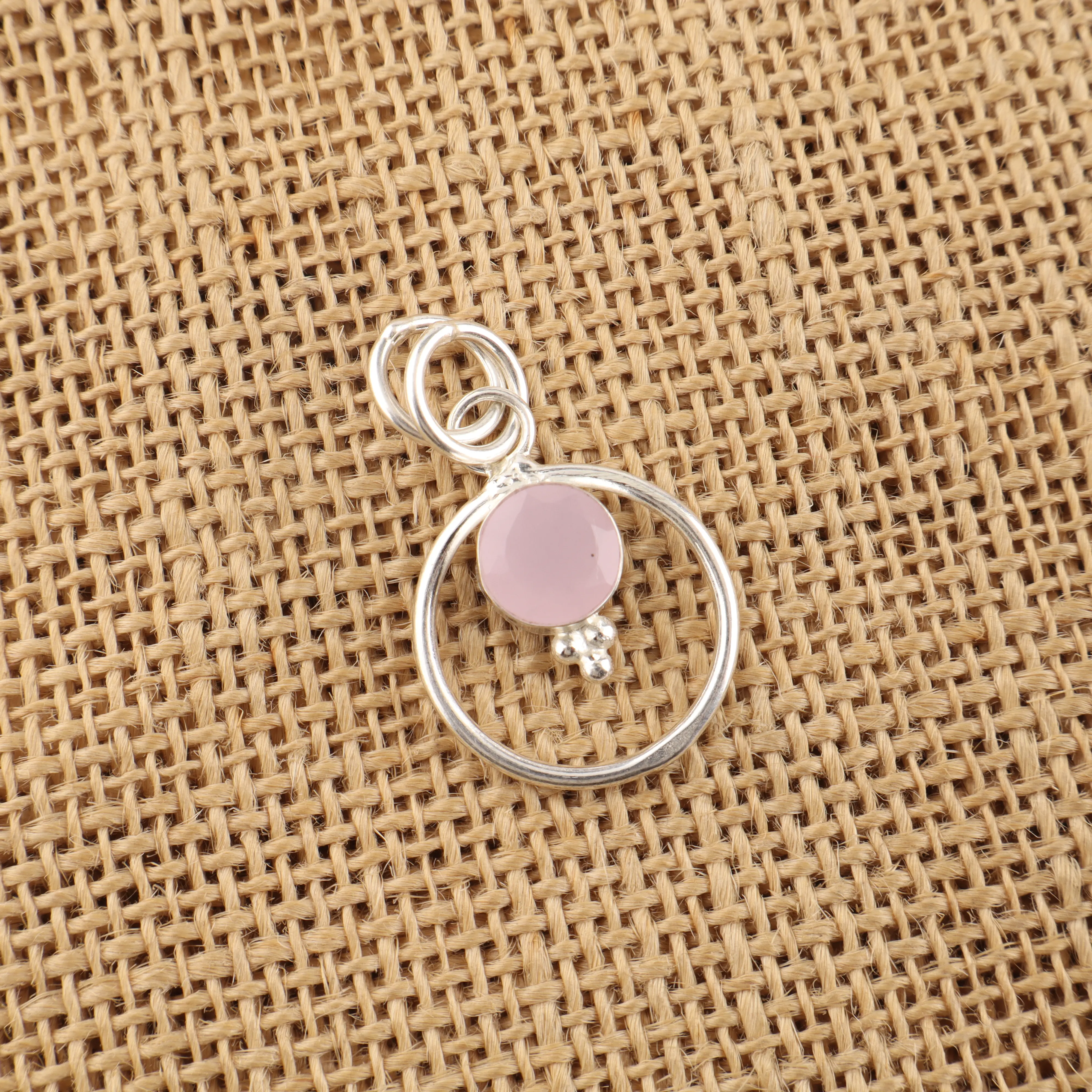 Chalcedony pendant in sterling silver with soft pink gemstone