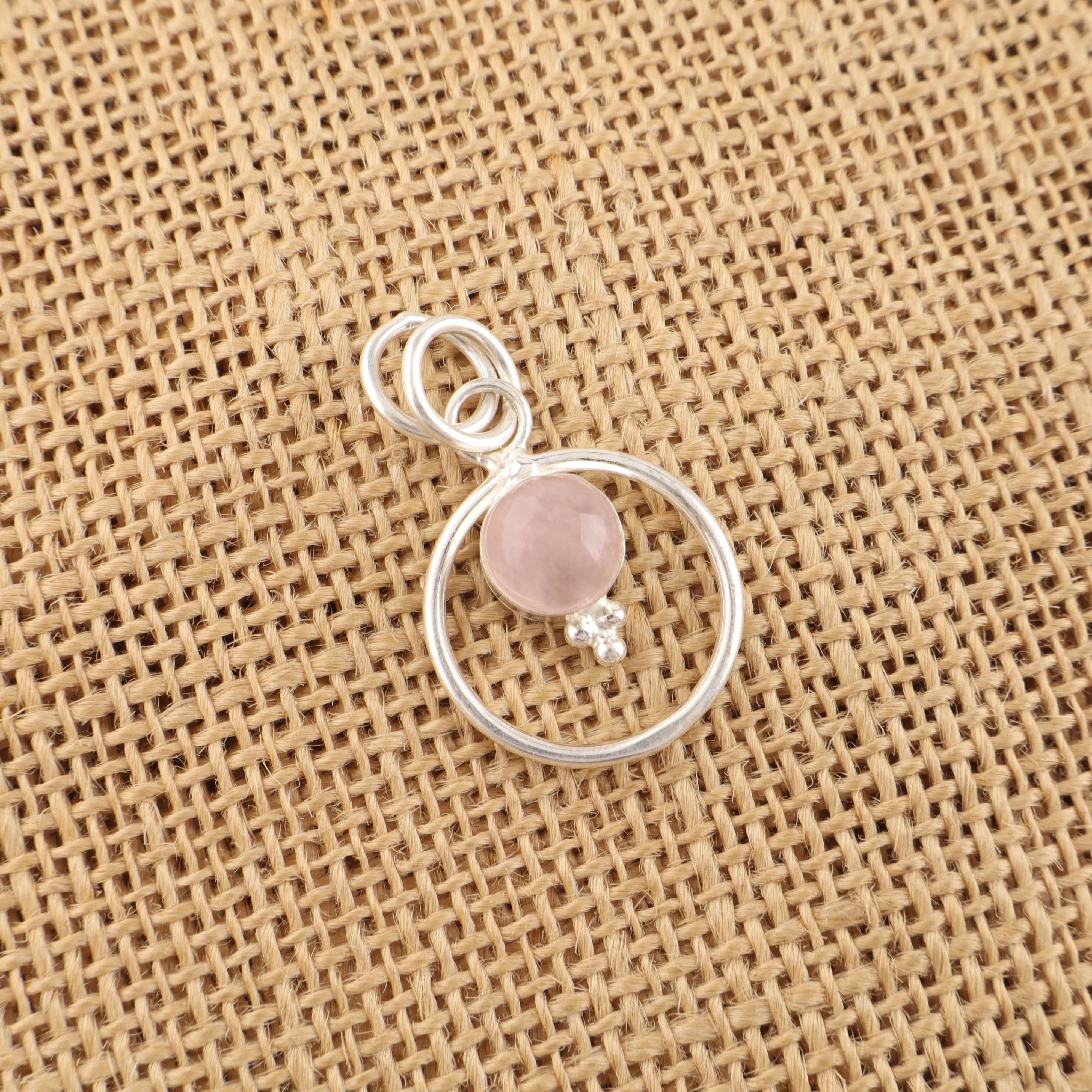 Rose quartz pendant in sterling silver setting, elegant pink gemstone necklace handmade jewelry