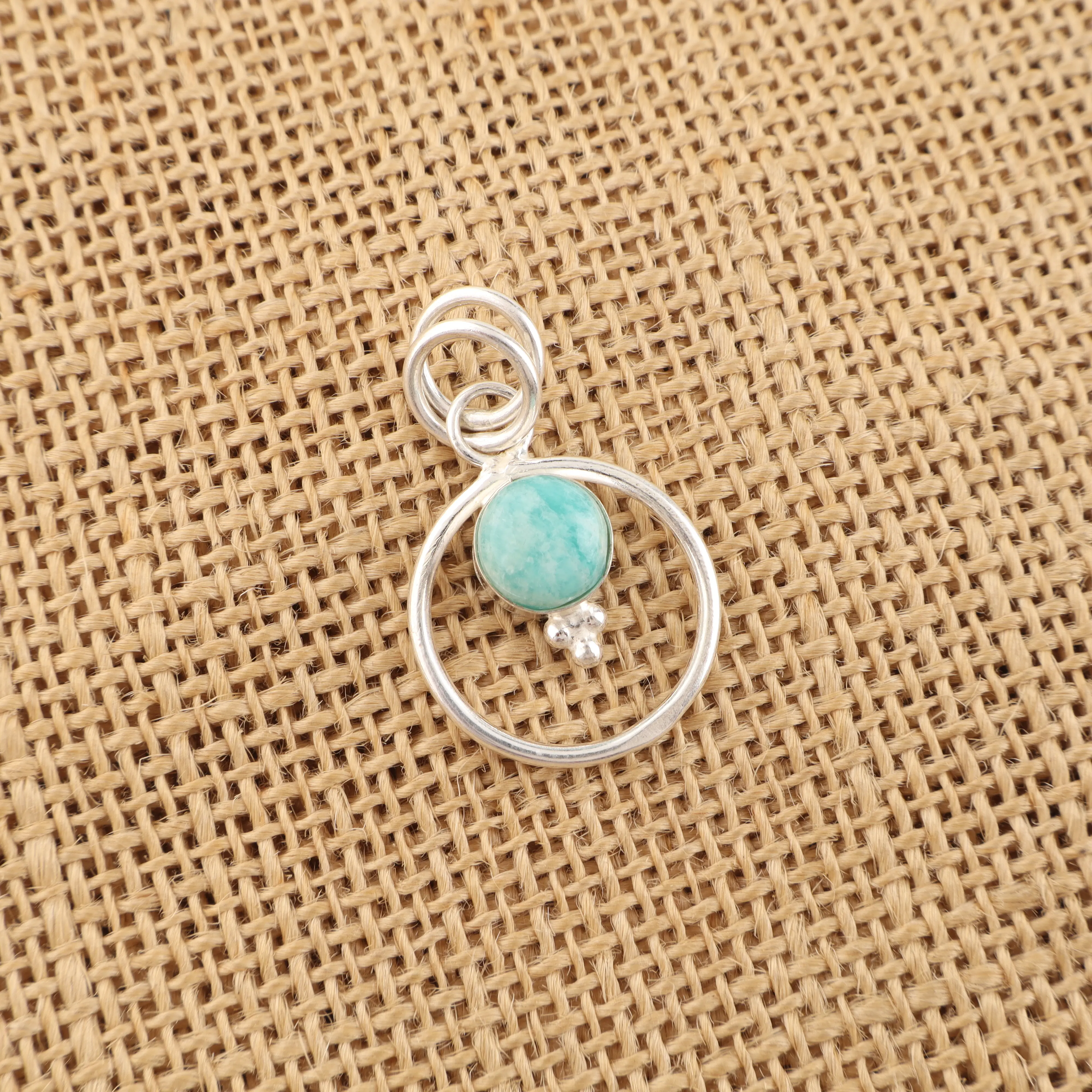 Amazonite pendant necklace with blue green gemstone handmade elegant jewelry